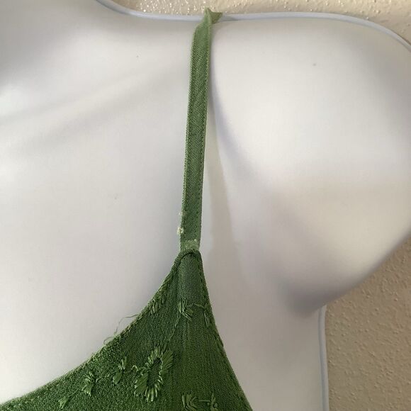 L' Pogee Green Cottagecore Boho Dainty Fringe Fairy Grunge Artsy Slip Dress S - Picture 4 of 12